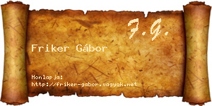Friker Gábor névjegykártya